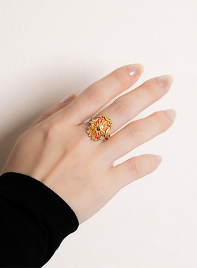 Palnartpoc金色太阳设计感戒指