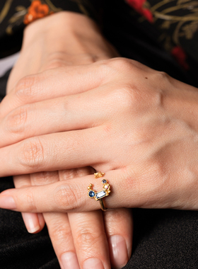 Palnartpoc宇宙月亮尾戒戒指