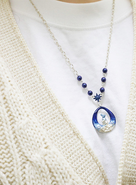 Palnart poc兔子月亮新款克莱因蓝冬天毛衣项链女小众设计感高级