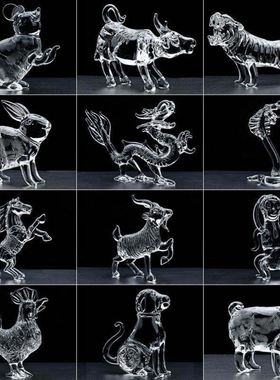 水晶十二生肖鼠牛虎兔龙蛇马羊猴鸡狗狗猪摆件工艺礼品属相装饰品