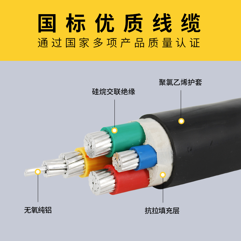 珠江电缆VLV铝芯2 3 4芯10 16 25 35平方VLV22三相四线地埋电线 - 图0