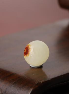 新疆和田玉籽料红皮单珠手串鼓珠