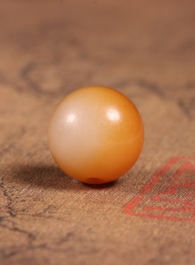 圆珠手链新疆和田玉籽料黄沁