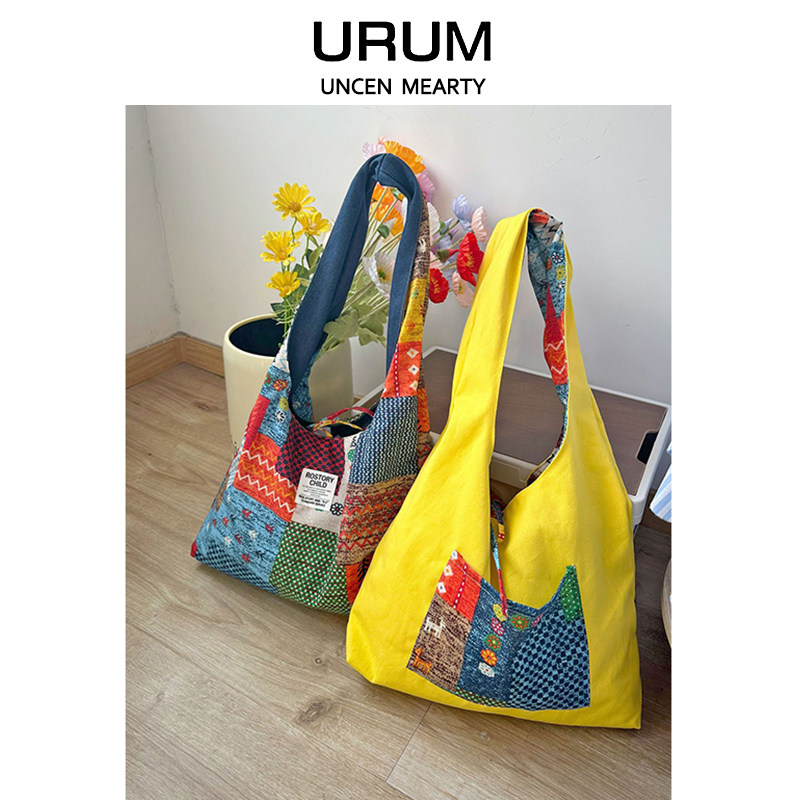 URUM两面可用波西米亚通勤托特包包女2025新款高级感大容量单肩包,淘宝优惠券,粉丝福利购,淘宝优惠卷
