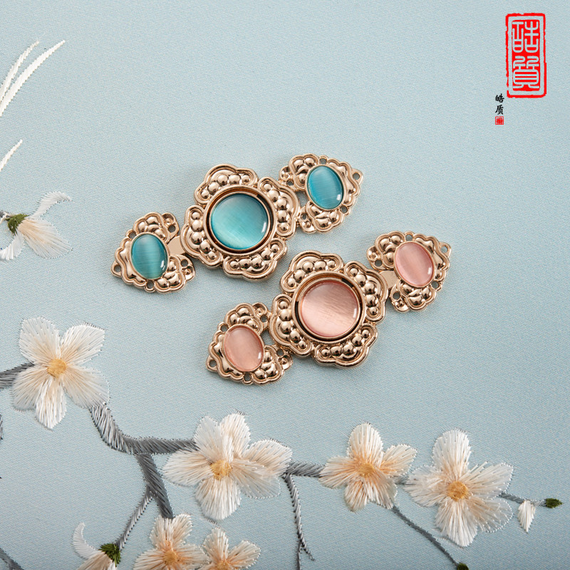 汉服子母扣收腰猫眼石对扣云头吉祥金属盘扣明制披风斗篷云肩搭扣,淘宝优惠券,粉丝福利购,淘宝优惠卷