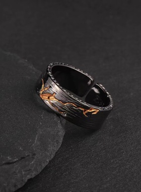 日本coss koko《金石》戒指黑色小众个性指环ins潮男高级感复古做