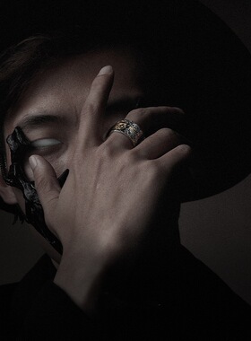 日本coss koko朋克风乌瑞亚指环男士66号公路银戒指男款欧美高街