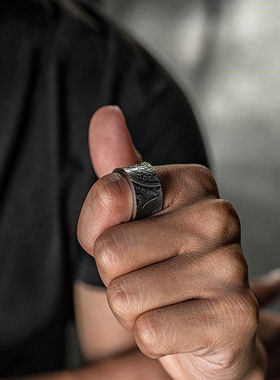 日本coss koko银摩根币改造戒指男个性复古开口指环女霸气情侣