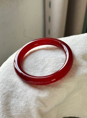 天然红玛瑙手镯高级感时尚百搭圆条玉髓镯子高冰底玉石送妈妈礼物