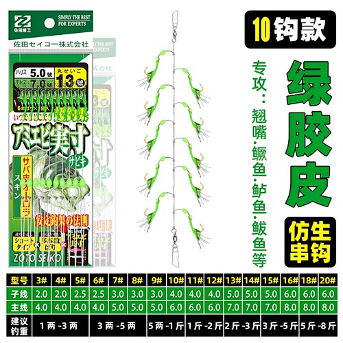 翘嘴白条鱼皮仿生串钩钓组绿皮亮皮鱼钩仕挂路亚假饵金丸世虾皮钩 - 图1