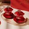A pair of high-end red cups for wedding tea ceremony