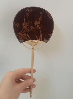 日式团扇布面竹柄古风圆柄小扇子