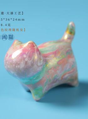 直销非遗漆器工艺品自信猫摆件
