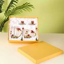 Water glass glass goblet for home rose flowers with sleeves heat resistant tea cup fine gift box red rose short high (