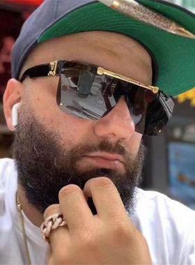 欧美新款摩登复古面具式翻盖太阳镜ins风炫酷男女墨镜glasses