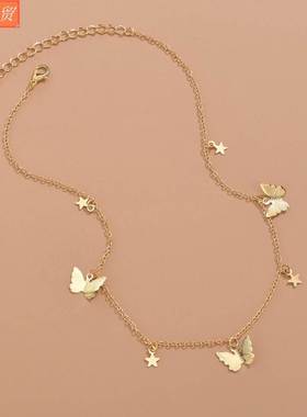 Sequins butterfly necklace romantic woman Collarbone chain