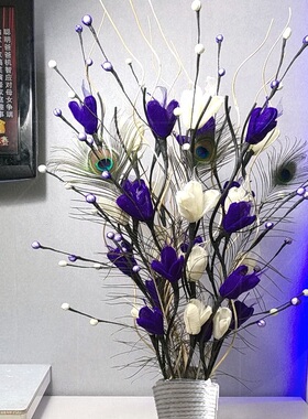 干花花束干树枝装饰n客厅摆件落地套装多色叶脉花玄关橱窗隔断i.
