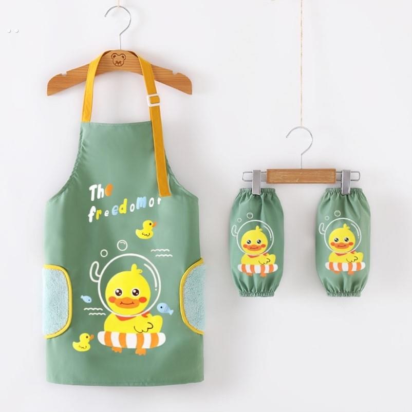 Children's painting apron, painting smock, waterproof and anti-dirty art reverse dressing, baby kindergarten eating bib, pocket to eat