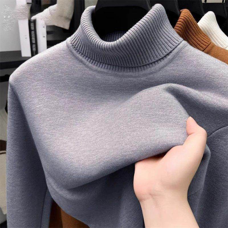 加绒一体绒男士打底衫高领毛衣男秋冬修身休闲翻领加厚保暖针织衫,淘宝优惠券,粉丝福利购,淘宝优惠卷