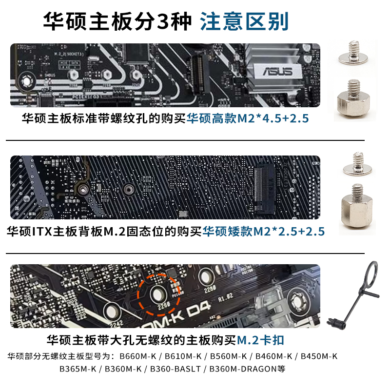 M2固态硬盘螺丝柱适用华硕擎微星技嘉梅捷铭瑄主板m.2SSD硬盘卡扣 - 图1