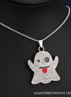 欧美流行爆款幽灵吐舌头搞怪吊坠男项链嘻哈朋克个性百搭毛衣链女