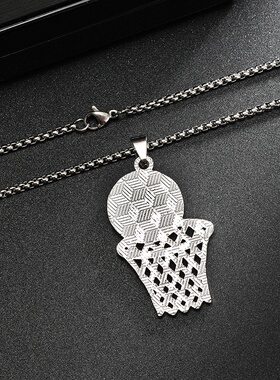 欧美嘻哈时尚个性投篮创意项链篮球框吊坠项链挂饰男女款运动饰品