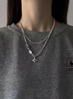 小众设计黑锆石星河芒星项链女轻奢ins嘻哈甜酷百搭饰品潮酷配饰