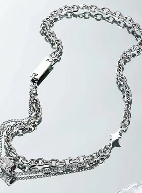 十字架双层拼接项链男女同款小众设计精致简约百搭感嘻哈锁骨