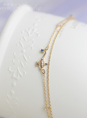 英国设计师topwhit三个愿望~s925银镀14k金小神灯双层手链女简约