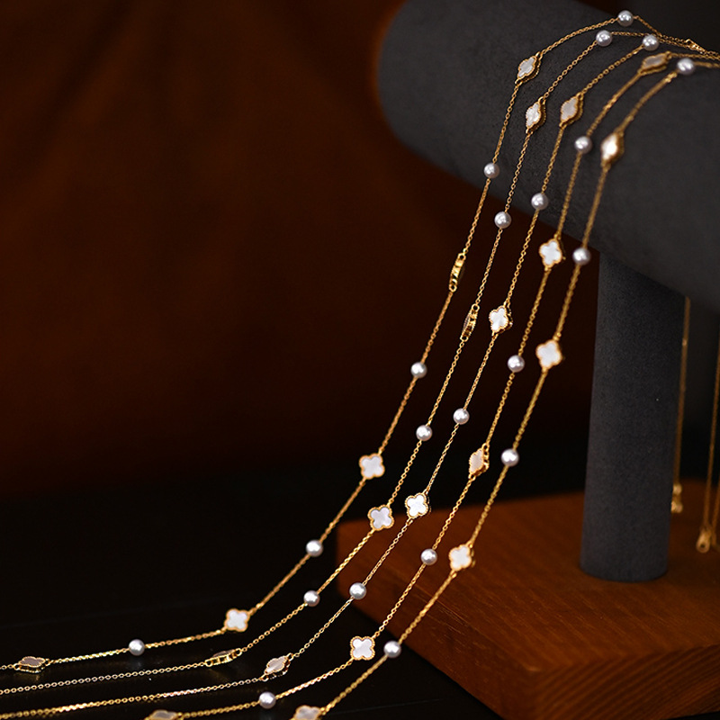 满天星贝母珍珠项链女夏不掉色轻奢高级感小众新中式锁骨颈链饰品 - 图2
