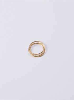 日系topwhit欧美风三环细款无缝18k金戒指女款食指环戒子钛钢