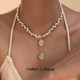 Amber Loli 14k gold plated wishing coin pearl necklace