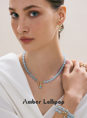 安铂洛利海蓝宝项链女轻奢锁骨链