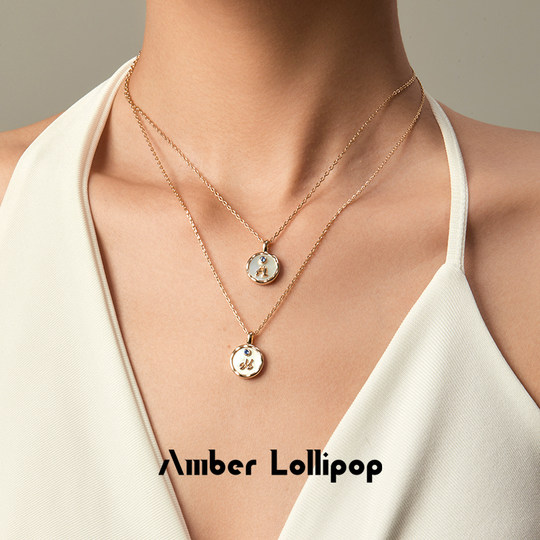 Amber Loli Letter Necklace Women's Style Clavicle Chain