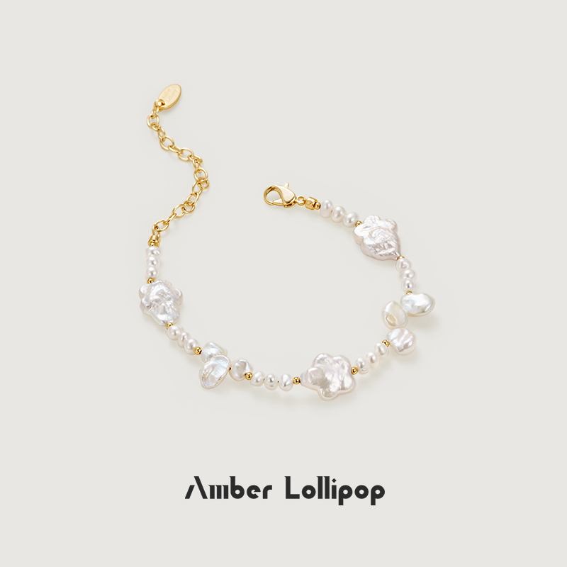 【520礼物】AmberLollipop珍珠手链女小众设计花瓣巴洛克手串手链 - 图2