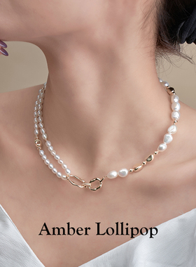 安铂洛利淡水珍珠项链女紫水晶