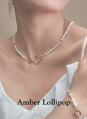 安铂洛利淡水珍珠项链女紫水晶