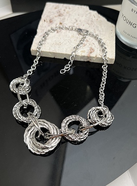 新款韩版手工绕线大小圈圈项链