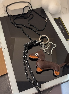 可爱腊肠狗公仔吊坠配饰女生长款毛衣链项链