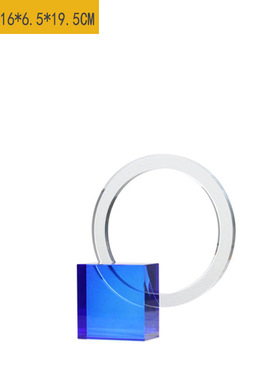 现代简约美式蓝色几何圆环书档摆件样板房售楼处博古架水晶饰品