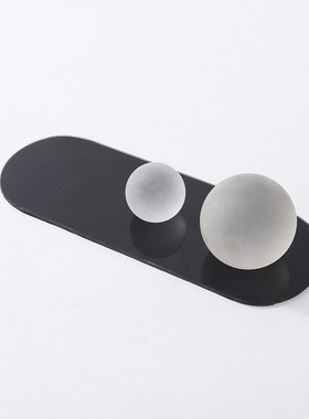 现代简约欧式轻奢黑色镜面玻璃圆形托盘摆件样板房售楼处软装饰品