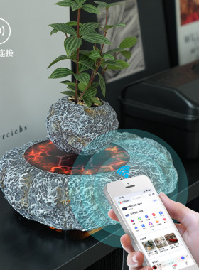 磁悬浮盆栽花创意盆景植物负离子净化空气AI智能音响家居办公