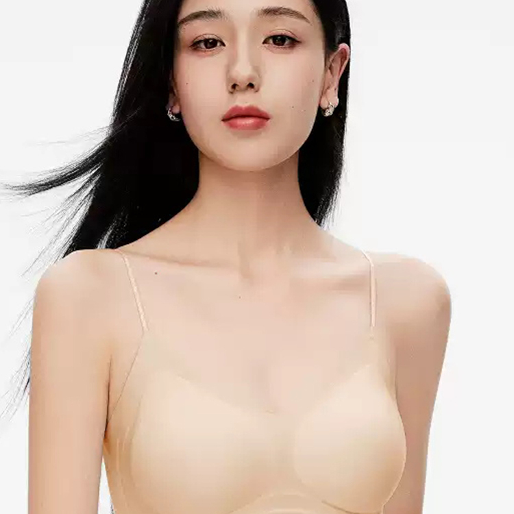 紫缀小薄荷细肩带粉底液隐形透气无痕文胸罩聚拢美背心内衣女孩