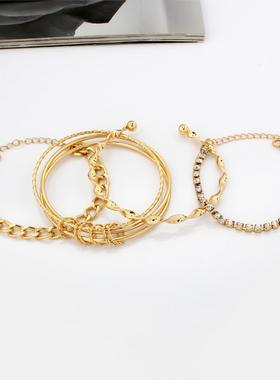 金属简约百搭手链女Twist metal simple diamond bracelets women