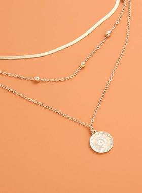 Simple three-layer necklace popular new choker 项链女小香风