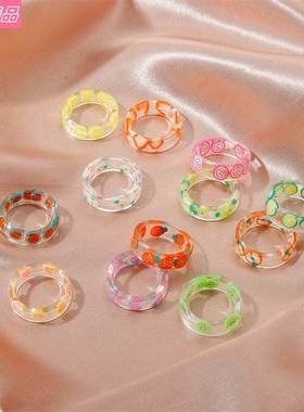 Acrylic fruit rings creative transparent resin ring female