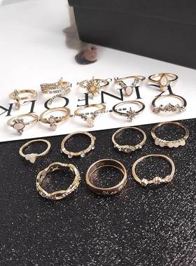 2022 New Bohemian Rings Diamond joint Ring hand Jewelry Set
