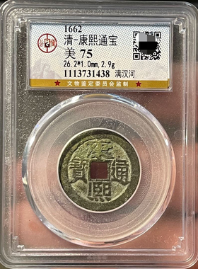 清代康熙通宝铜钱评级币盒子币一图一码公博评级正品版本如图