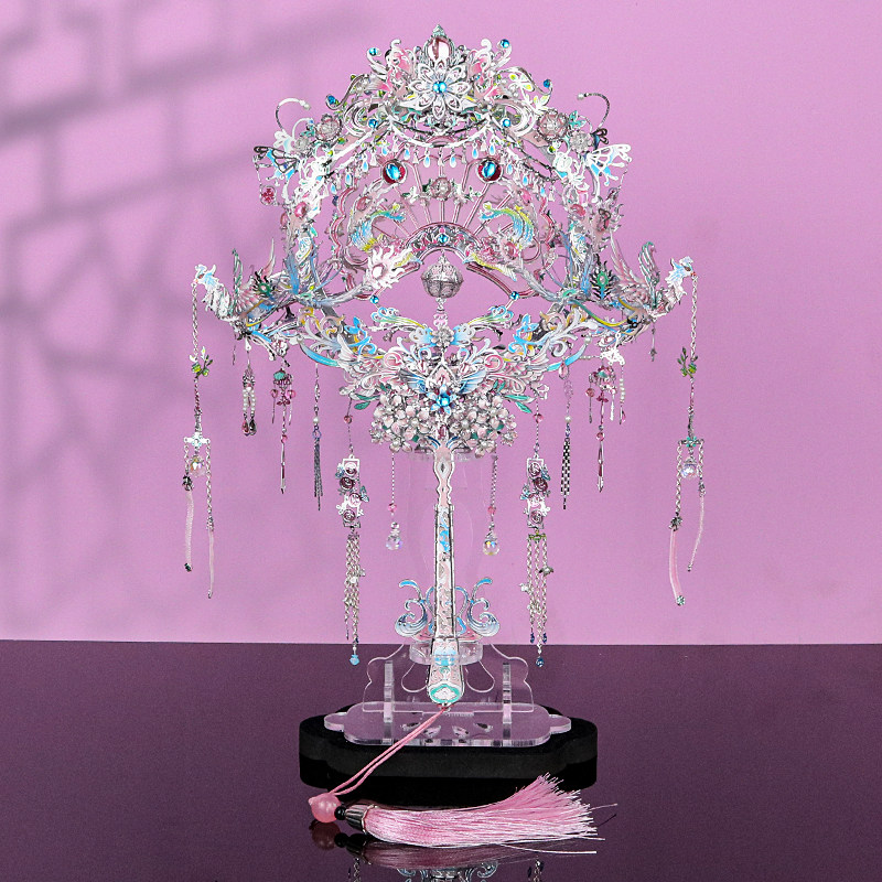 稀奇物「粉黛」喜扇国风3d金属拼图团扇凤冠花轿手工diy新婚礼物,淘宝优惠券,粉丝福利购,淘宝优惠卷