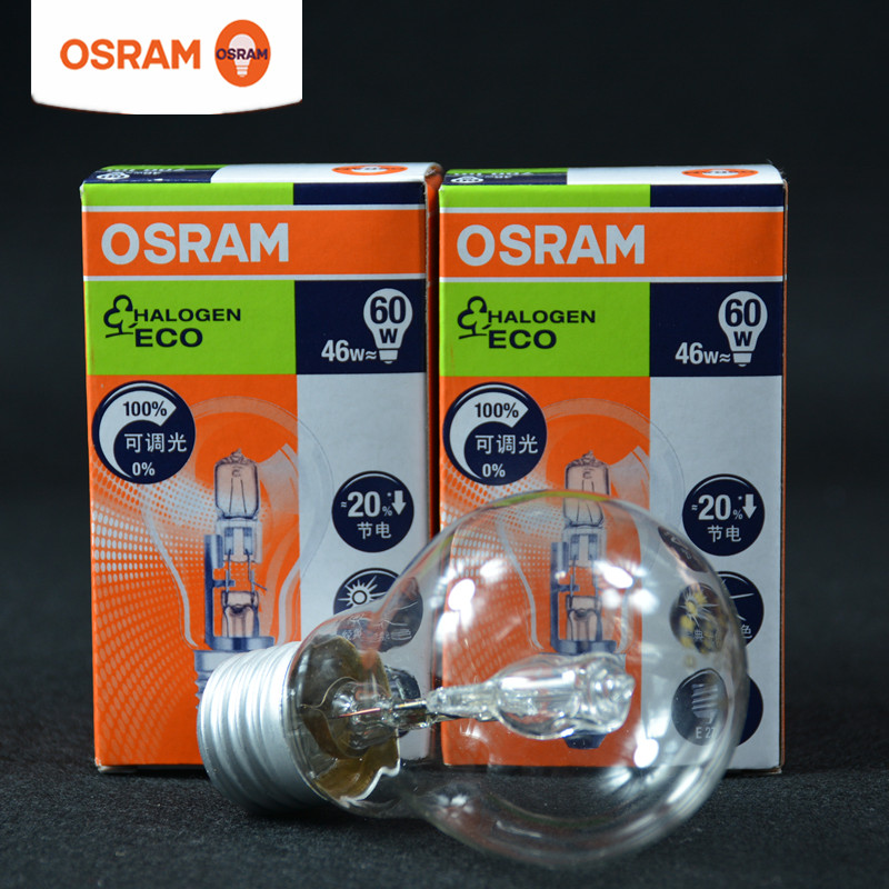 OSRAM欧司朗46W卤素灯泡可调光透明E27球泡台灯吊灯卤钨灯64543A - 图0